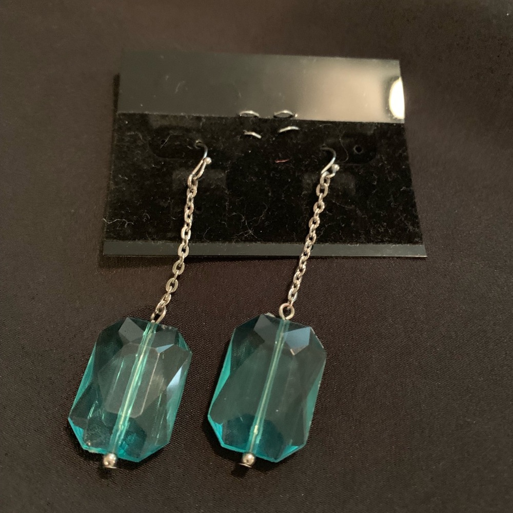 Turquoise glass dangle earrings